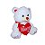 Urso de Pelúcia Branco com Coração Vermelho Amor 32cm Presente Romântico Fizzy Toys - Imagem 2