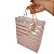 Sacola Presente Papel Cartão Rosé Gold com Listras e Alça Dourada Tamanho Médio 32x26cm - Imagem 3
