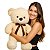 Urso de Pelúcia Grande Bege Claro 70cm com Laço Marrom Presente Especial - Imagem 5