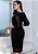 Vestido Justo Tule Trabalhado Preto Femy - Imagem 2