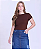 Blusa Carol Manga Curta Marrom Hapuk - Imagem 1