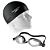 Kit natação Speedo Óculos Classic + Touca Lisa Preto - Imagem 1