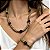 Conjunto Colar e Pulseira Dourado e Ródio Branco com Pedra Olho de Tigre - Imagem 1