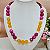 Colar Jade Fucsia - Pérolas e Jade Amarelo Facetado com Folheados à Ouro 8 k - Imagem 1