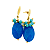 Brinco Pedra Natural Jade Azul Celeste com Pingentes - Base Folheado Ouro 18 k - Imagem 1