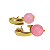 Brinco Jade Rosa Facetada - Base Gota Folheada à Ouro 18 k - Imagem 1