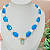 Colar Jade Facetada Azul Royal e Jade Branca com Pingente Gota Zircônia Azul Celeste - Imagem 1