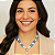 Colar Jade Facetada Azul Royal e Jade Branca com Pingente Gota Zircônia Azul Celeste - Imagem 4