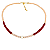 Choker Cristais Vermelhos e Bege com Pingente Pérola Shell - Imagem 1