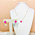 Conjunto Colar e Brinco Folheado com Pingente Zircônia Pink e  Pérola - Imagem 1