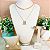 Conjunto com Cristal Retangular Champanhe e Detalhes em Pérolas - Imagem 3