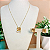 Conjunto com Cristal Retangular Champanhe e Detalhes em Pérolas - Imagem 1