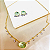 Conjunto com Cristal Verde Oval e Gotas no Tom Azul Violeta – Folheado a Ouro 18k - Imagem 2