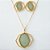 Conjunto Colar e Brinco com Pedra Natural Quartzo Verde Geométrico - Imagem 1