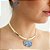 Conjunto Gargantilha e Brinco Vivaz com Pedra Natural Cianita Azul - Imagem 1
