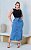 Saia Jeans Midi Fendas Lateral Bolsos Cintura Alta c/ Lycra - Imagem 1