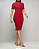 Vestido Midi Manga Curta Canelado Vermelho Salvatore Fashion - Imagem 1