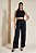 Regata Cropped Linho Jacquard Preto - ALL'S - Imagem 1