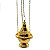 Turíbulo Incensário Defumador Dourado Metal Brilhante 30 cm - Imagem 1