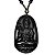 Colar Pingente Buda Flor Lótus Espiritual Relevo Preto 30 cm - Imagem 1