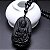 Colar Pingente Buda Proteção Espiritual Relevo Preto 30 cm - Imagem 3