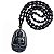 Colar Pingente Buda Reflexão Espiritual Relevo Preto 30 cm - Imagem 2