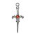 Pingente Adaga Antiga Metal com Pedra Brilhante Vermelha 6cm - Imagem 1