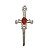 Adaga Antiga Decorativa Metal Prata Brilho 8 cm Vermelha - Imagem 1