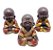 Trio Buda da Felicidade Prosperidade e Paz Marrom 7cm - Imagem 1