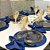 Kit Sousplat Completo Mesa Posta Azul Jacquard com Guardanapos e Pg - Imagem 2