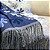 Manta Xale de Sofá e Cama Decorativa Rústica Franja Lisa Azul Marinho 1,40 x 1,70 - Imagem 6