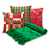 Kit Manta Xale de Sofá Verde Natalina com 3 Capas de Almofadas Decorativas - Imagem 1