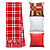Kit Manta Xale de Sofá Natalina Xadrez Vermelha com 3 Capas de Almofadas Decorativas - Imagem 1