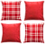 Kit 4 Capas de Almofadas Decorativas de Natal Xadrez Vermelho 45 X 45 - Imagem 1