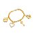 Pulseira Dourada Elo Português com Coração, Cadeado, Trevo e Chave - Imagem 1
