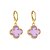 Brinco Dourado de Trevo com Zircônia Rosa - Imagem 1