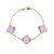 Pulseira Dourada Trevos Zircônia Rosa - Imagem 1
