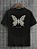 Camiseta Masculina Preta 100% Algodão Butterflies Flowers - Imagem 1