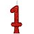 VELA DE ANIVERSÁRIO GLITTER VERMELHO TUBULAR PREMIUM - N° 1 - COM 01 UNIDADE - BELLO FESTAS - Imagem 1