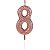 VELA DE ANIVERSÁRIO ROSE GOLD GLITTER PEQUENA - NÚMERO 8  - 01 UNIDADE - SILVER FESTAS - Imagem 1