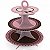 SUPORTE PARA DOCES E CUPCAKES TRÊS ANDARES FESTA  DELICACY ROSA COM MARROM - 01 UNIDADE - CROMUS FESTAS - Imagem 1