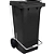 Contentor de Lixo com Rodas e Pedal 120 Litros Preto - Imagem 1