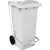 Contentor de Lixo com Rodas e Pedal 120 Litros Branco - Imagem 1