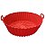 Forma Para Air Fryer em Silicone Redonda Vermelha Com Alças  - - Imagem 1