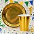 Kit 20 Pessoas Prato 18cm e Copo 250ml Colher 17cm Papel Plástico Festa Brasil Dourado Ouro - Imagem 2