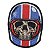 Patch Bordado Caveira Capacete Azul 10x8cm - Imagem 1