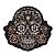 Patch Bordado Caveira Mexicana Rosas Marrom 9x10cm - Imagem 1