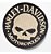 Patch Bordado Harley Davidson Skull Marron Beg 6x6cm - Imagem 1