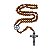 Terço Madeira Marrom Medalha Das Duas Cruzes 8mm Crucifixo - Imagem 1
