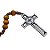 Terço Madeira Marrom Medalha Das Duas Cruzes 8mm Crucifixo - Imagem 2